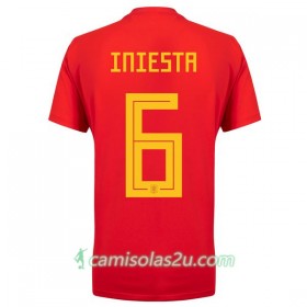 Camisolas de Futebol Espanha A_Iniesta 6 Mulher Equipamento Principal Copa do Mundo 2018 Manga Curta
